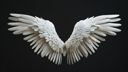 Obraz premium a white angel wings isolated on black background