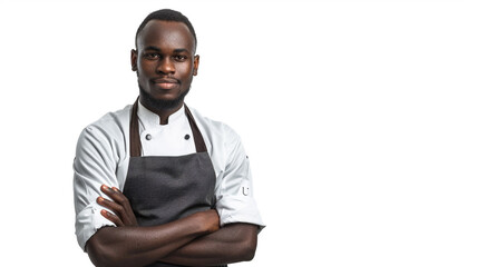 African waiter isolated on white background