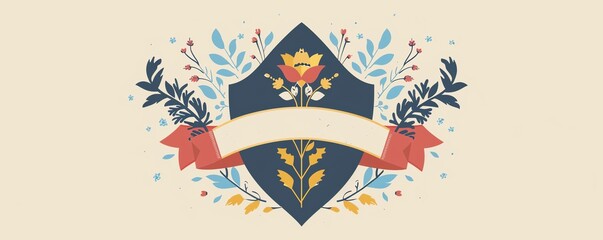 Organizational emblem, club and society, flat design illustration