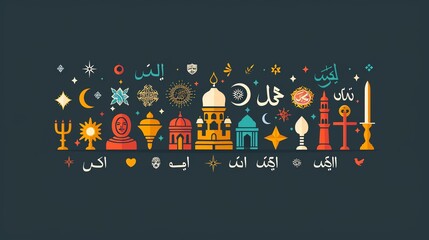 Religious character, faith symbols, flat design illustration