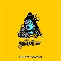 shubh sawan Shivratri creative poster Illustration Of Lord Shiva and nandi For hindi festival month sawan With with creative background