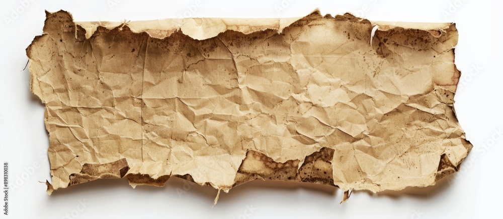 Poster An aged paper with torn edges positioned on a white background with available copy space image