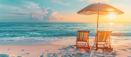 Beach setting with copy space image