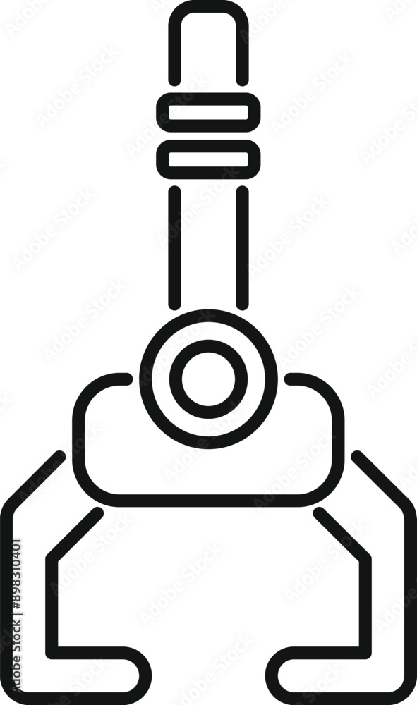 Poster simple icon of a robotic arm gripper holding an object, representing automation technology