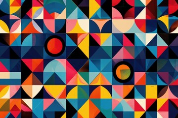 Vibrant geometric pattern, A vibrant abstract pattern filled with an assortment of colorful shapes, creating a dynamic visual display, AI generated