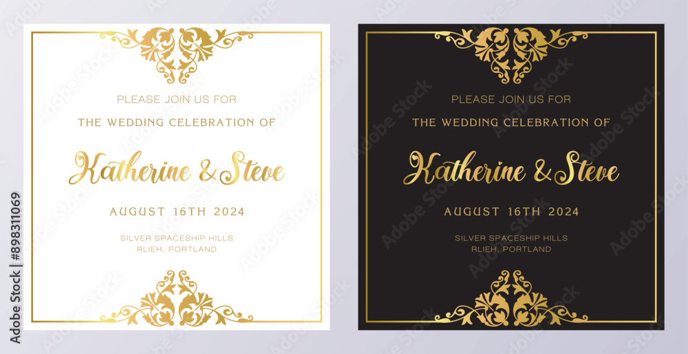 Wall mural Frame for invitation in modern vintage style. Frame template for cards, posters, banners