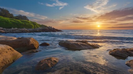 sunset over the river