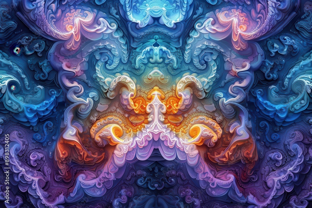 Canvas Prints kaleidoscopic dreamscape of swirling fractal patterns vibrant colors blend and morph in hypnotic sym