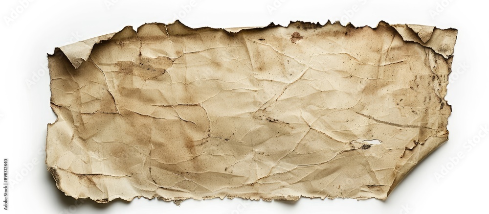 Poster An aged paper with torn edges positioned on a white background with available copy space image