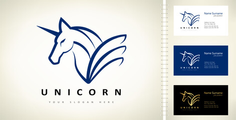 Unicorn logo vector. Animal Mythical creature