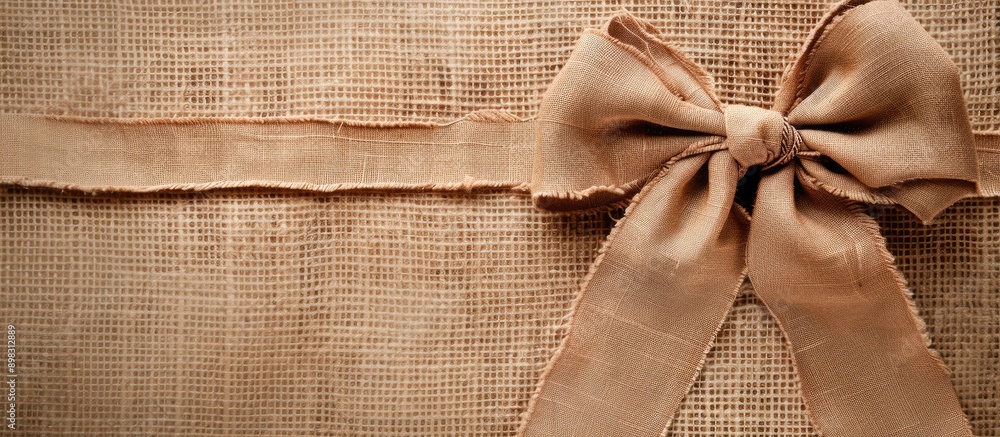 Aufkleber close up of a bow tied on brown recycled paper with copy space image
