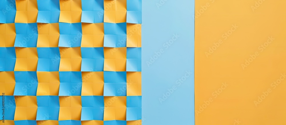 Aufkleber checkered yellow and blue patterned backdrop with copy space image