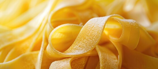 A detailed image featuring close up of textured yellow dried noodles with isolated copy space included