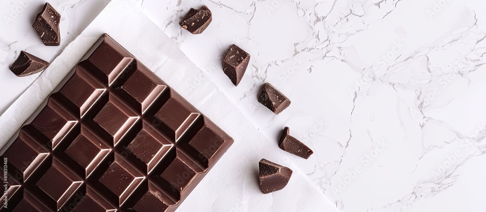 Aufkleber black chocolate bar displayed against a white background with copy space image
