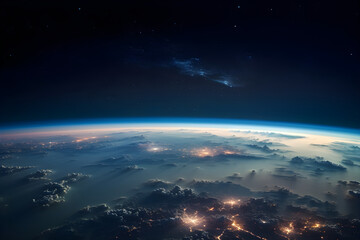 Naklejka premium Pristine View of Earth’s Mesmerising Beauty from Unraveling Infinity of Space