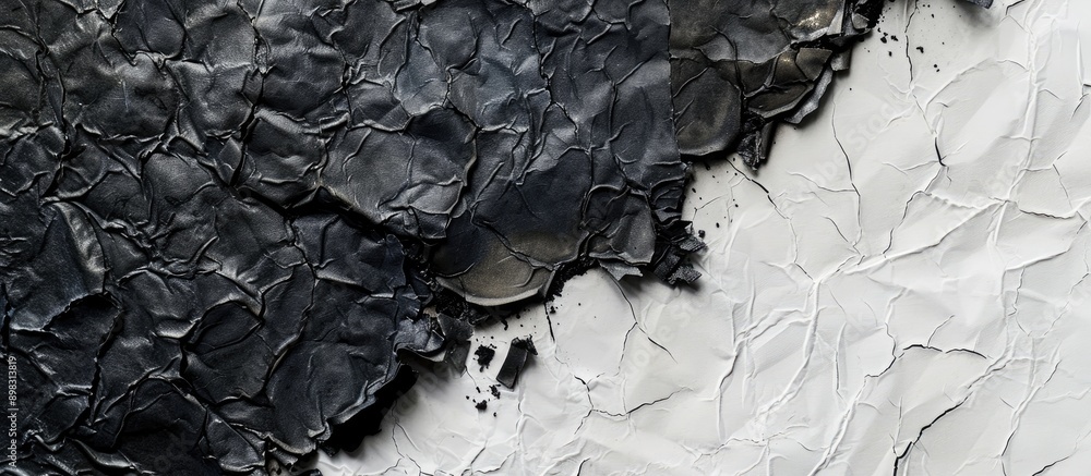 Poster close up copy space image of charred white paper