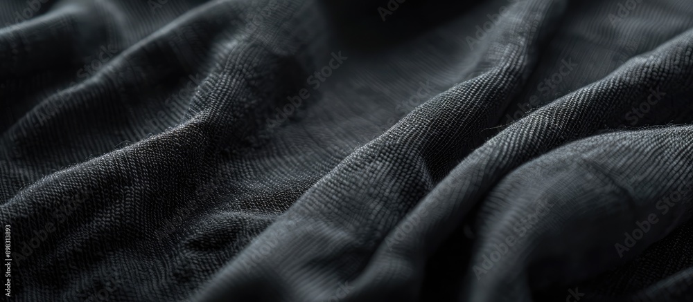 Poster Close up of a black fabric surface texture pattern with a blank area for additional content like a copy space image