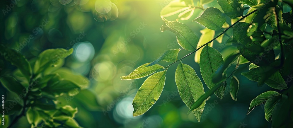 Poster Blurred background complements leafy nature with text and copy space image