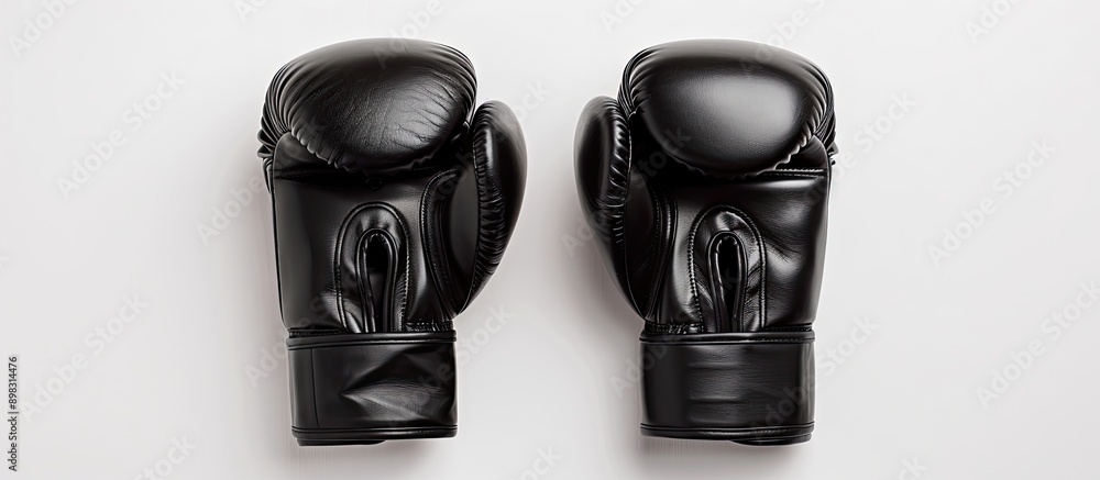Aufkleber boxing gloves in black are displayed on a white backdrop creating an attractive copy space image