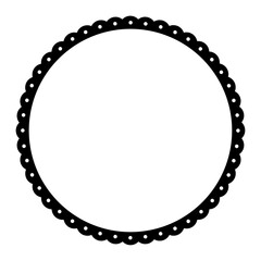 Circle scallop edge border and frame. Simple cute frame for text and photo. Empty photo lace ornament frame.	