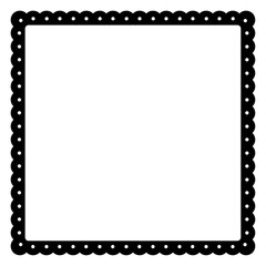 Square scallop edge border and frame. Simple cute frame for text and photo. Empty photo lace ornament frame.	