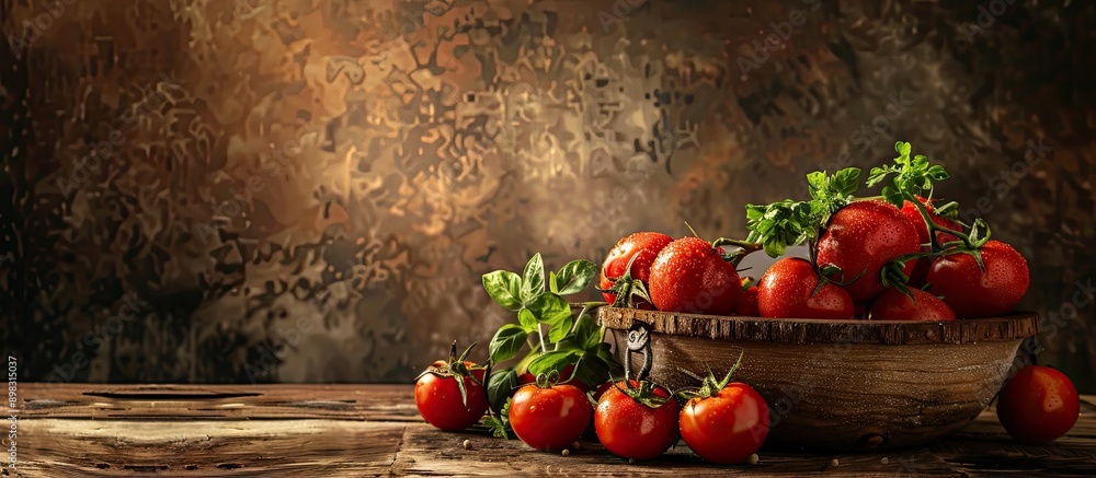 Poster Beautiful fresh produce in a rustic setting with copy space image