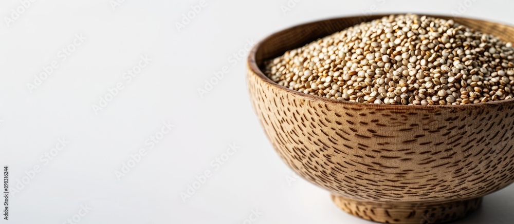 Aufkleber Chenopodium quinoa grains in a bowl with a white background suitable for use as a copy space image