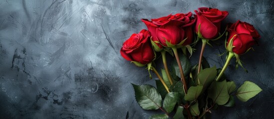 A bunch of red roses with copy space image available