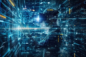 Naklejka premium Artificial intelligence technology light architecture.