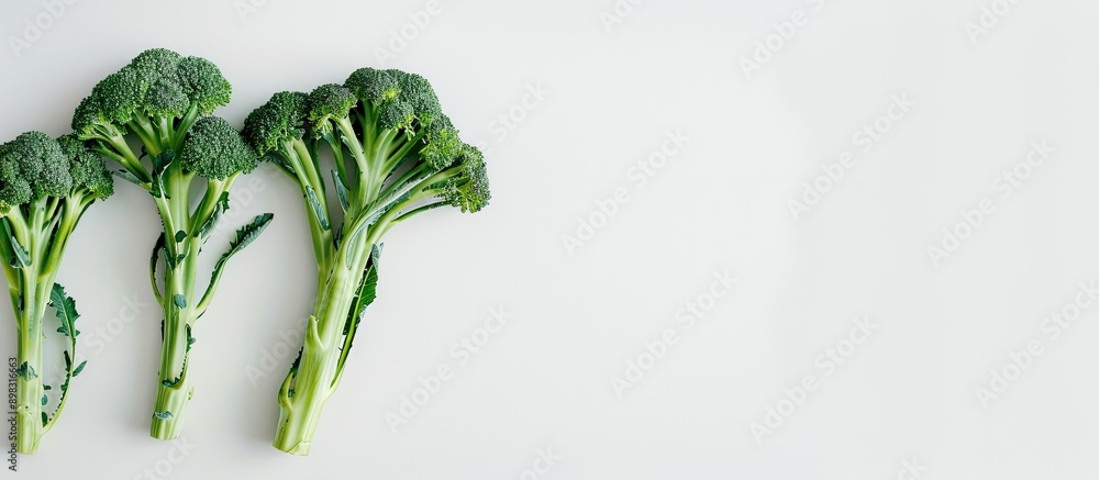 Aufkleber Broccoli placed alone on a white background with space for additional content or text known as copy space image