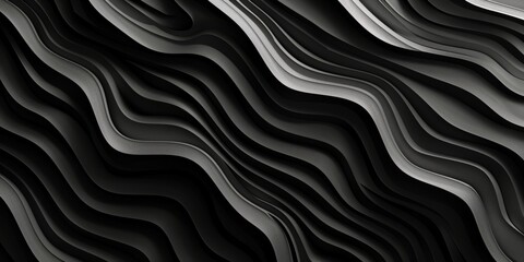 Abstract waves, black and white striped pattern with a sleek and modern design
