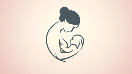 A minimalist image that conveys the bond between mother and child. A tender maternal embrace.