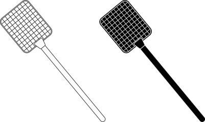 outline silhouette Flyswatter icon set