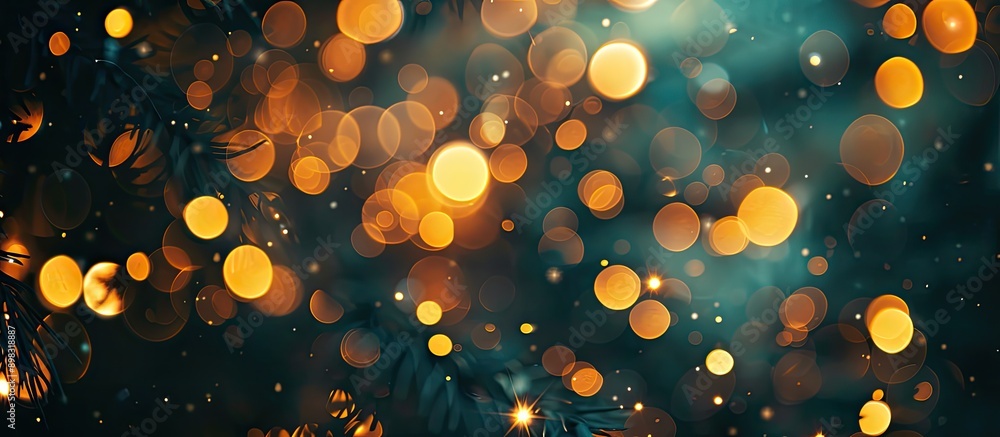 Poster blurred yellow lights emanate over a dark backdrop enhancing a vivid bokeh effect for a captivating 