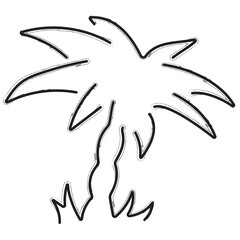 palm tree brush strokes on a white background. Vector illustration.