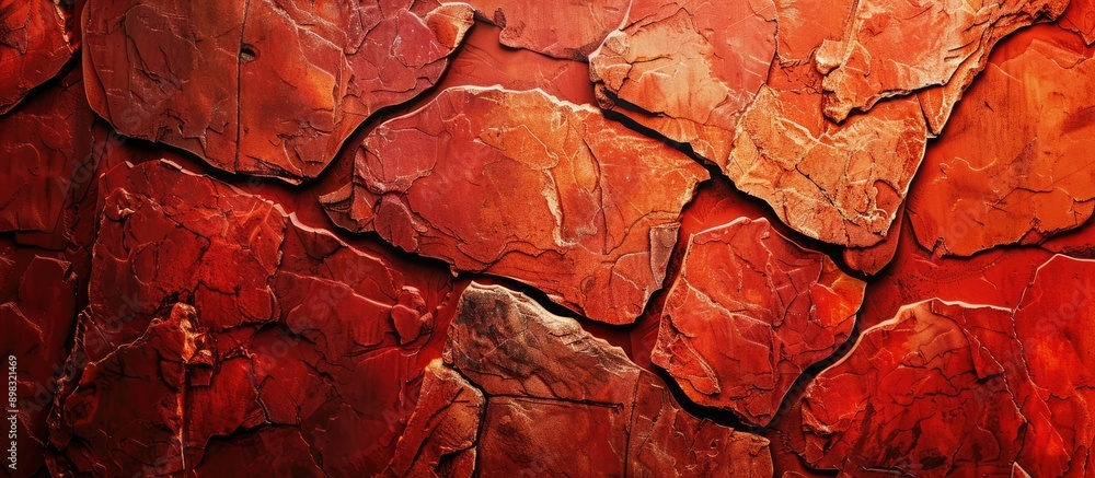 Leinwandbilder close up view of a red stone wall with a textured surface perfect as a copy space image