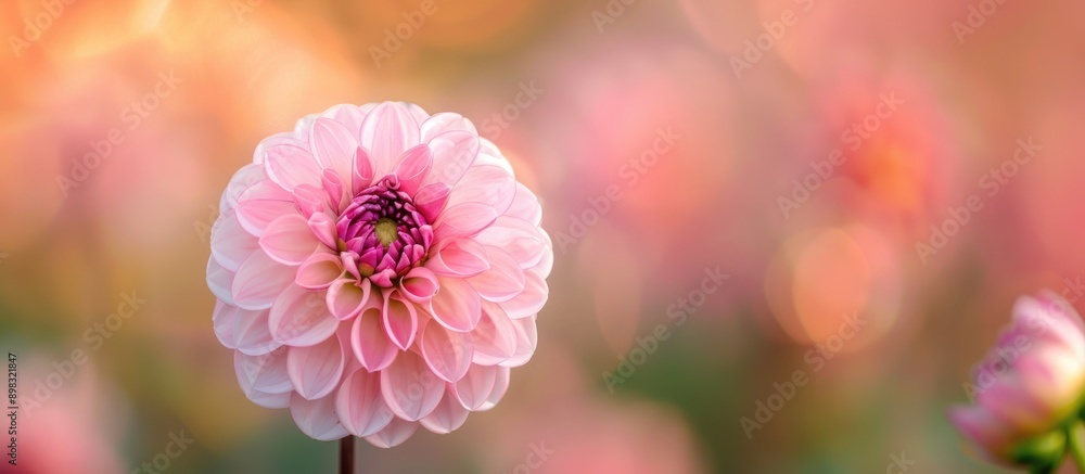 Poster close up of a lovely pink flower with copy space image in the background