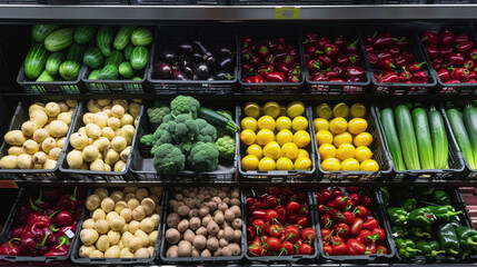 World Food Day. products on store shelves. vegetables on the market shelves