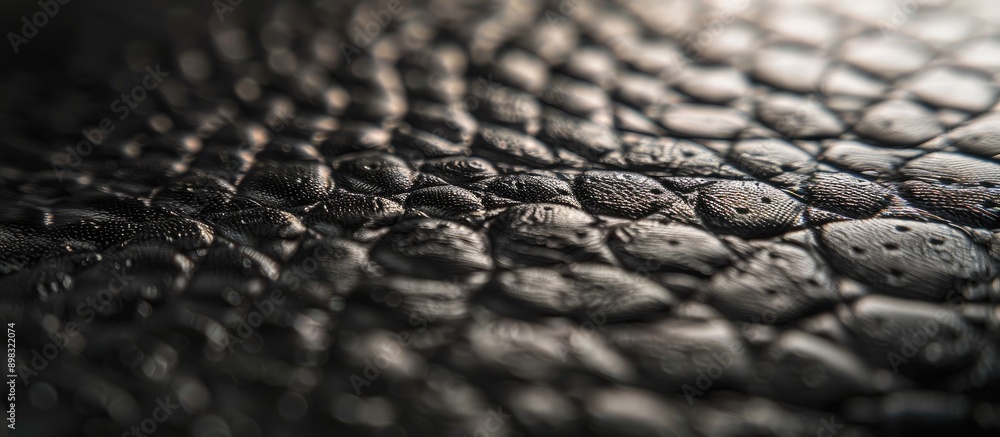 Aufkleber close up image of a textured black leather surface with blurred background selective focus on the le