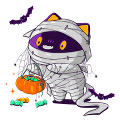 Halloween Mummy Cat, PNG transparent image
