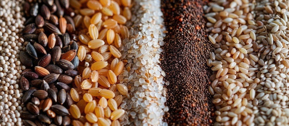Aufkleber Close up of assorted grains creating a textured background with copy space image