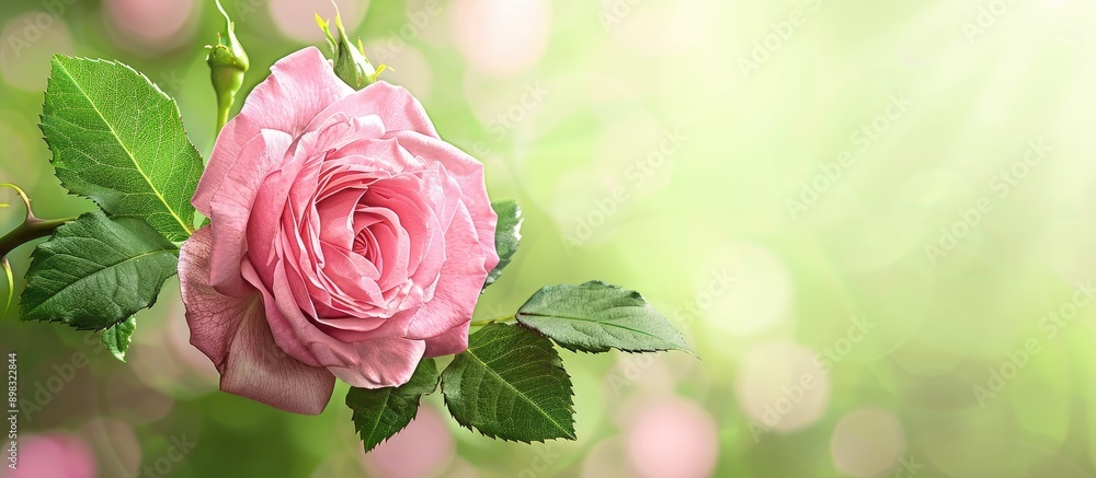 Aufkleber A beautiful pink rose set against a green background creating an elegant display with ample copy space image