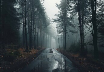 Obraz premium Misty Forest Path