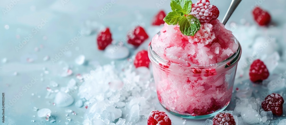 Aufkleber A delightful Hawaiian shaved ice dessert in a Mason Jar with a clear view and ample copy space image