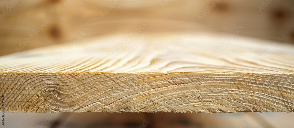 Aufkleber Close up of a textured light colored pine board with selective focus providing an empty area for text or images copy space image