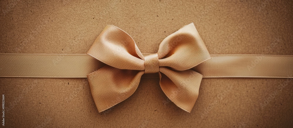 Aufkleber close up of a bow tied on brown recycled paper with copy space image