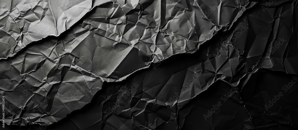 Poster textured black crumpled paper as a background with copy space image