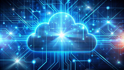 Obraz premium Abstract design of cloud computing technology with data transfer lines, futuristic background