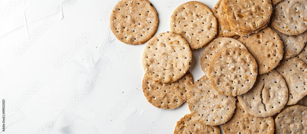 Poster circular diet crispbreads on a white backdrop circular whole grain crackers yeast free healthy optio
