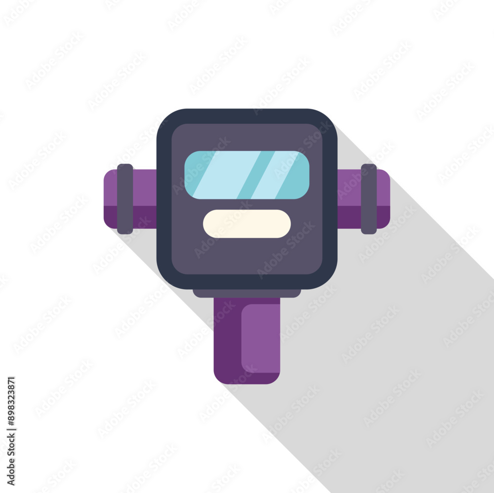 Poster water meter measuring water consumption with display showing usage data in flat design style